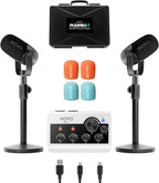 Movo PodPro-T portable podcast bundle with desk stands and microphones
