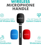 Movo WMX-HM2 wireless mic interview handle for handheld recording