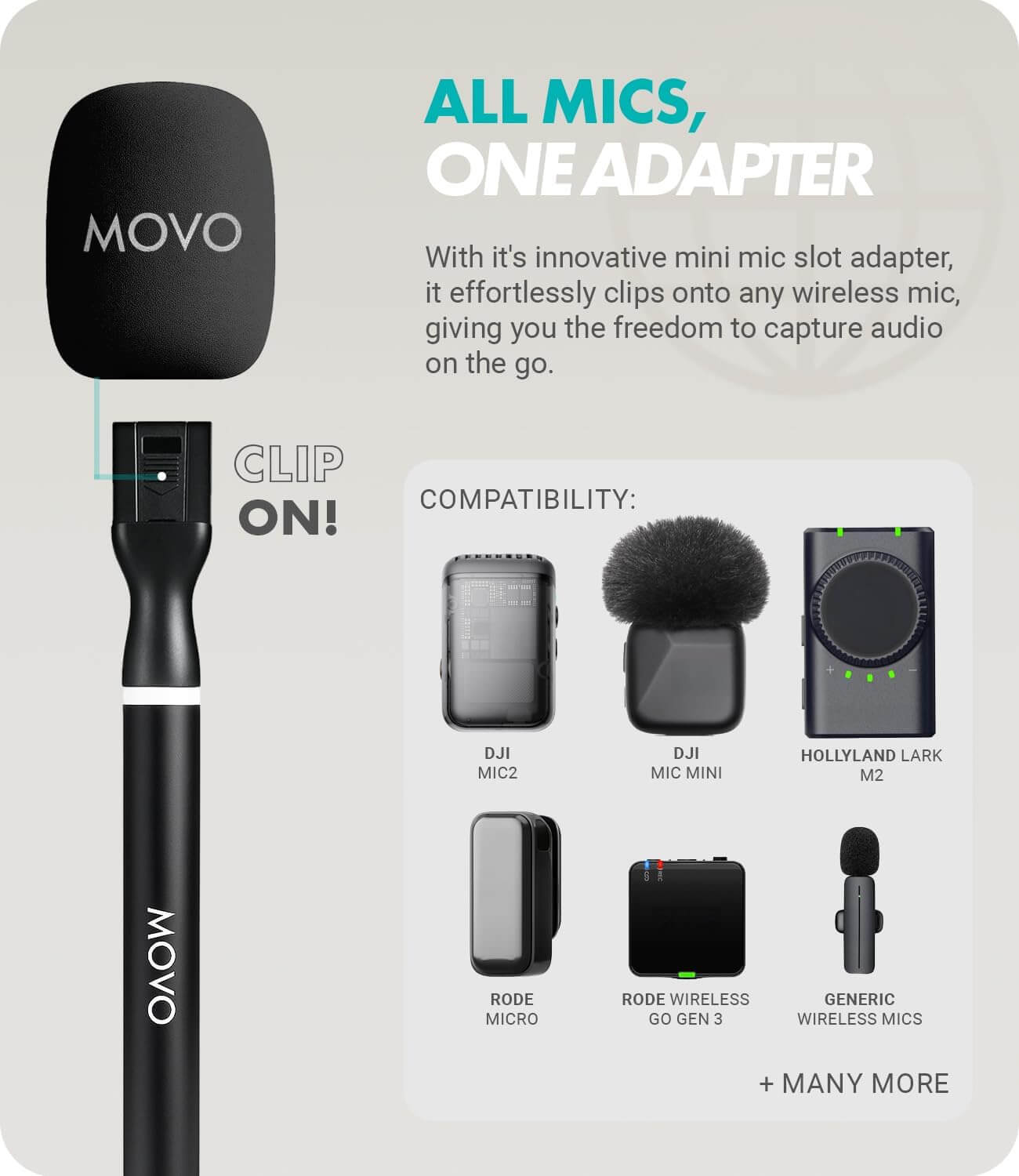 Movo WMX-HM2 interview handle for wireless microphone systems