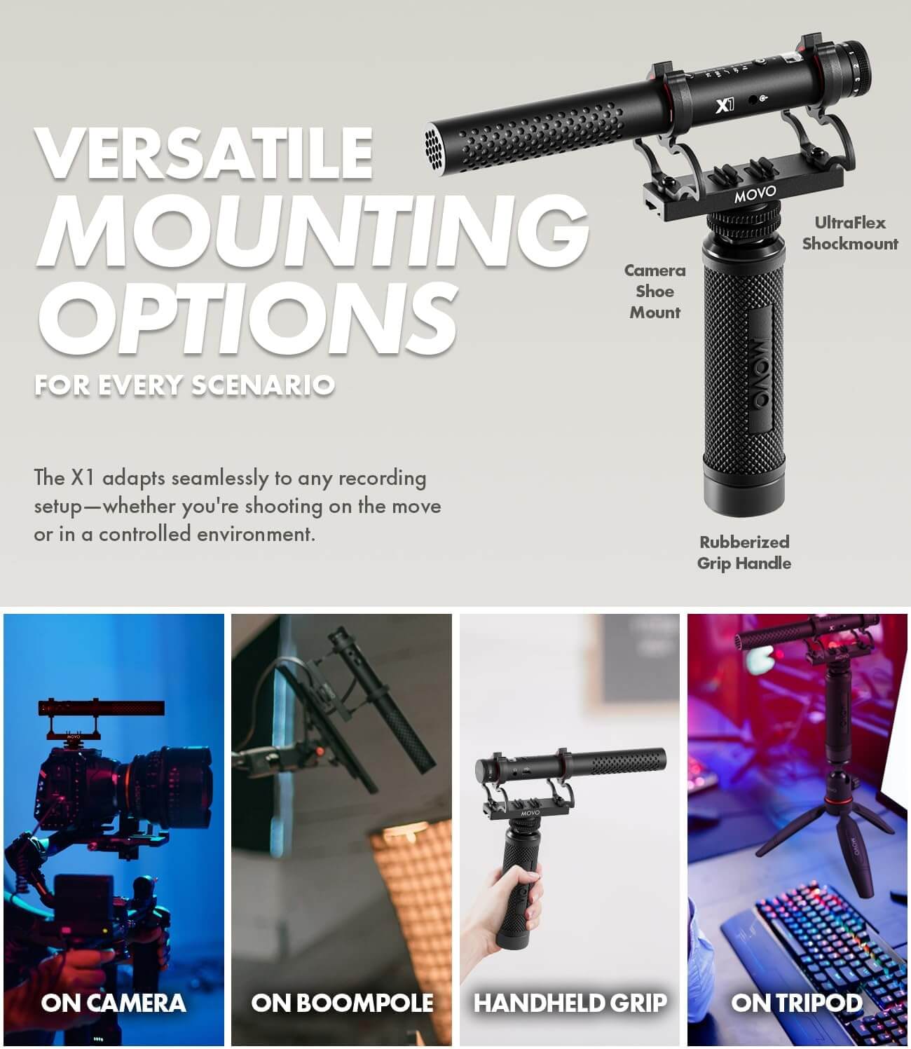 Movo X1 Pro mic for podcast and video production setup