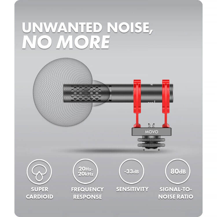 Movo X1 Mini shotgun mic for DSLR camera and smartphone recording