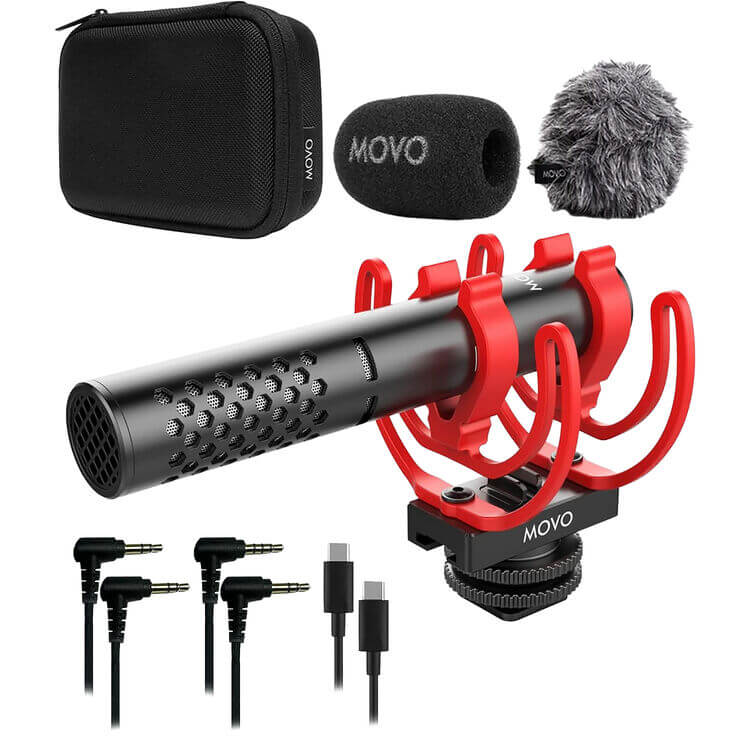 Movo X1 Mini shotgun microphone for camera smartphone and computer