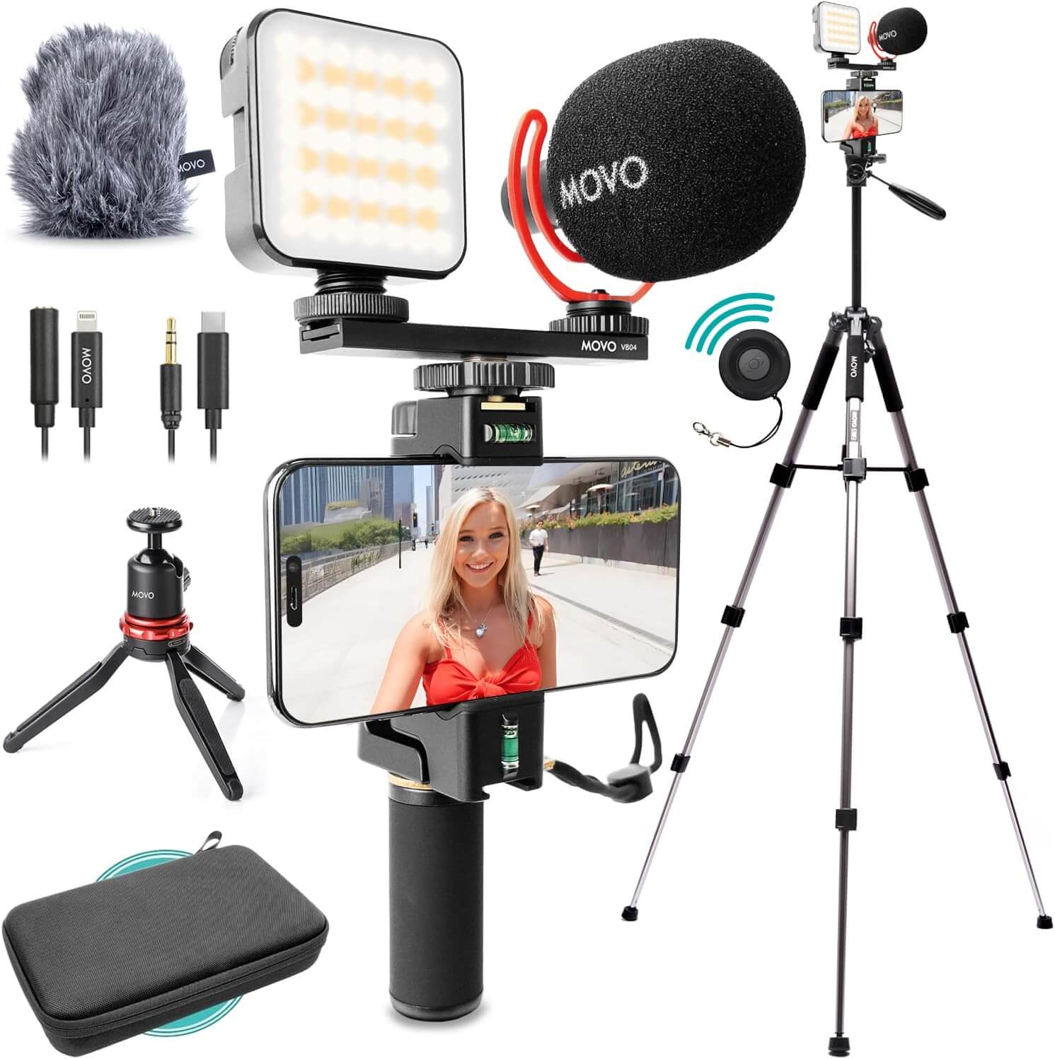 Movo iVlogger-PRO vlogging kit with full size tripod for smartphone video