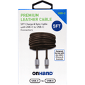 OnHand premium leather USB-C to USB-C cable fast charging
