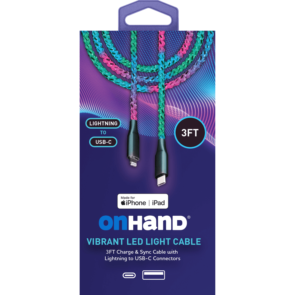 Vibrant LED USB-C to USB-C cable for fast charging and data sync