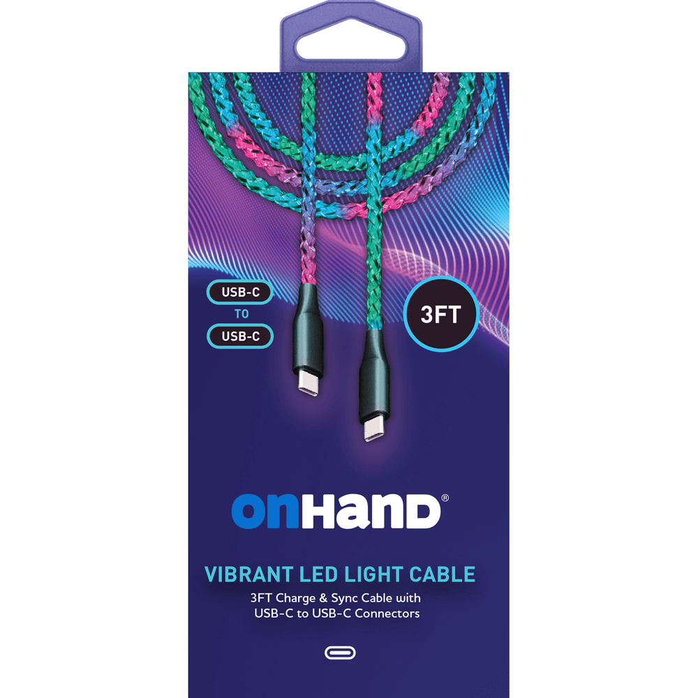 Vibrant LED USB-C to USB-C cable for fast charging and data sync