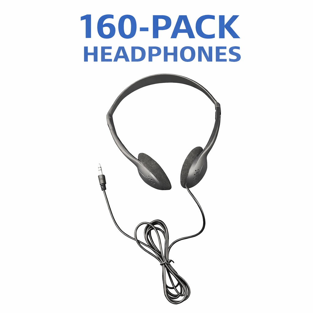 160-pack of personal economical headphones for classroom student listening