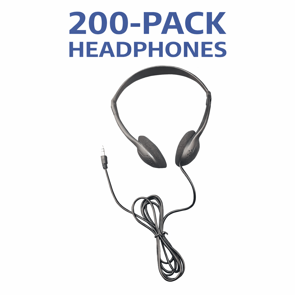 200-pack of personal economical headphones for classroom student listening