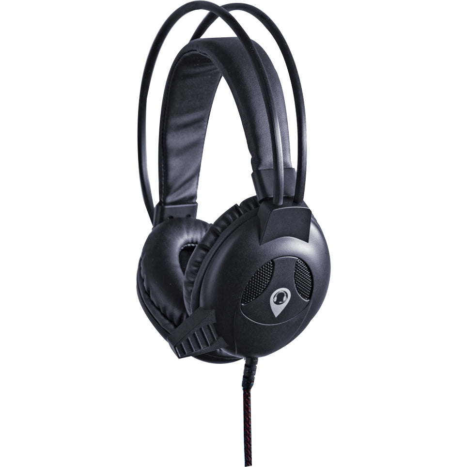 Black over-ear headphones on a white background
