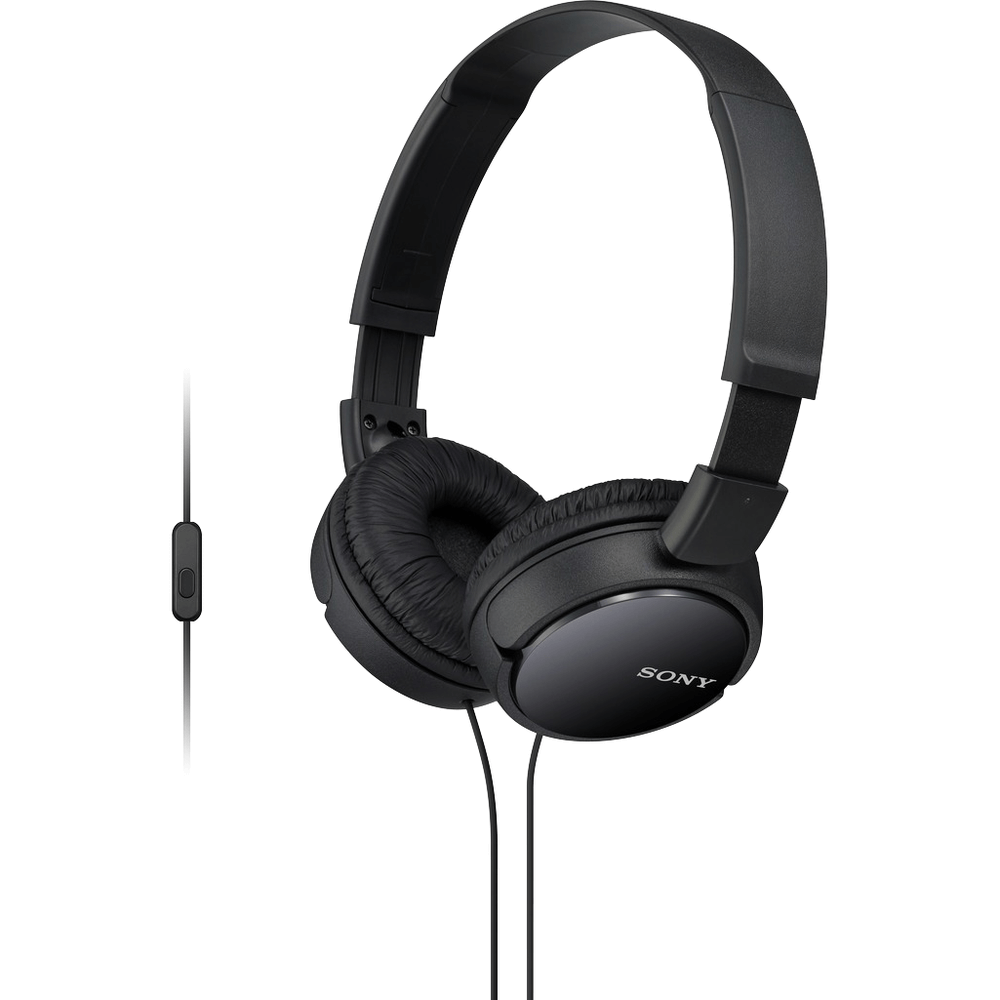 Sony MDR-ZX110AP black on-ear stereo headphones with inline microphone