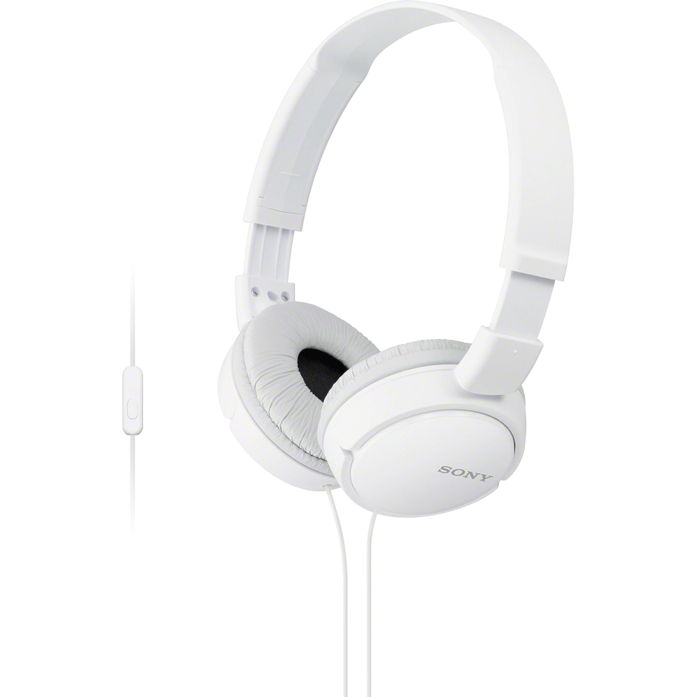 Sony MDR-ZX110AP white on-ear stereo headphones with inline microphone