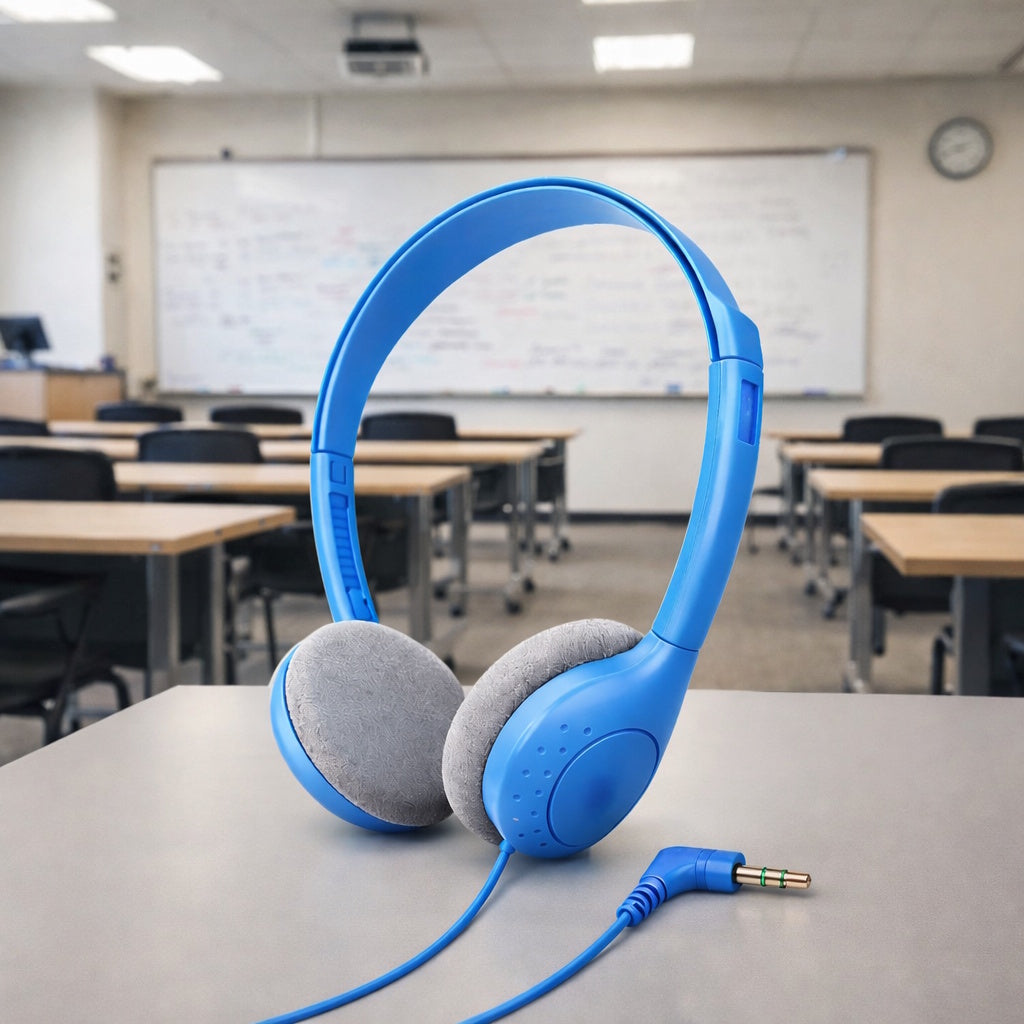 SoundLH Classroom Headphones – Blue On-Ear, Foam Cushions - 25 pack