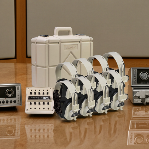 Classroom 8-position stereo listening center, non-powered, with carrying case.