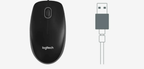 Logitech B100 Optical USB Mouse, ideal for students using Chromebooks or laptops for easy navigation and learning.