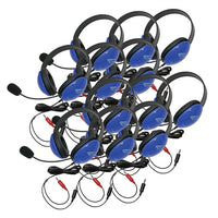 Thumbnail for Listening First Stereo Headsets - Blue - Dual 3.5mm Plugs - 12 Pack - Learning Headphones
