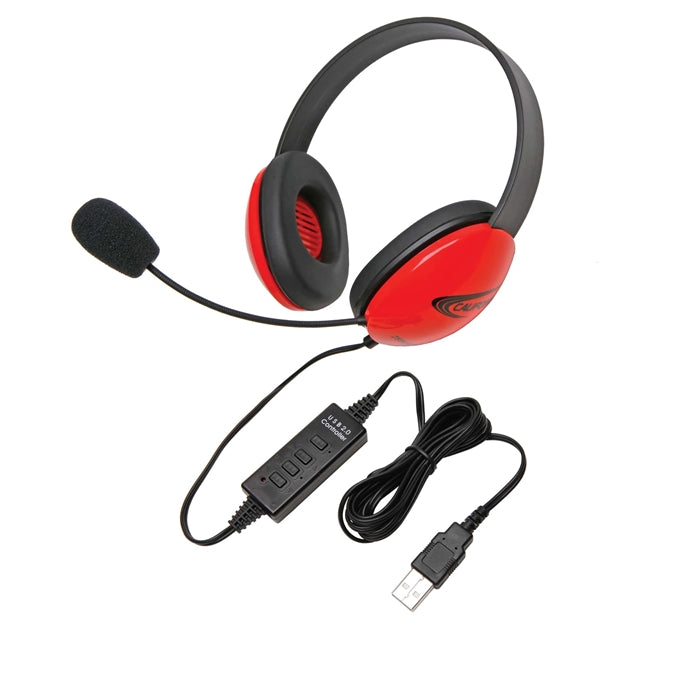 Listening First Stereo Headset - Red - USB Plug - Learning Headphones