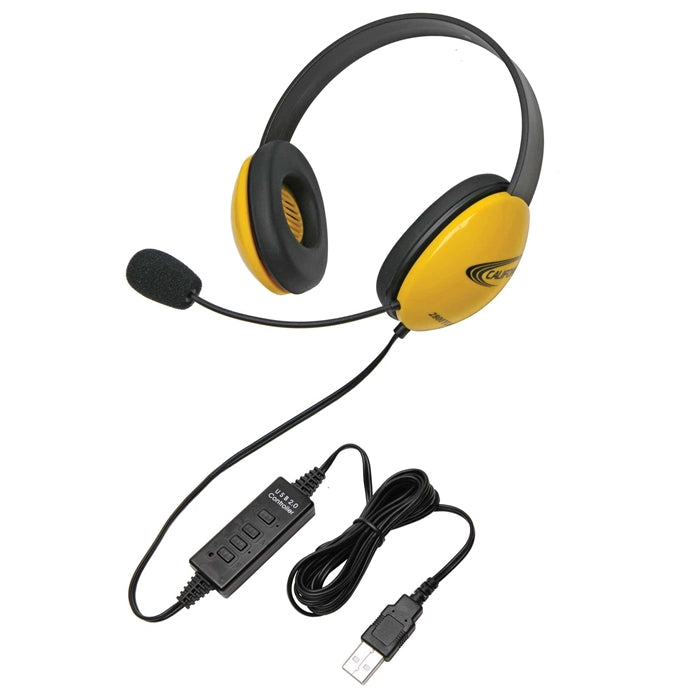 Listening First Stereo Headset - Yellow - USB Plug - Learning Headphones