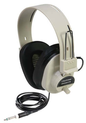 Deluxe stereo headphone in beige with adjustable headband and padded ear cushions.