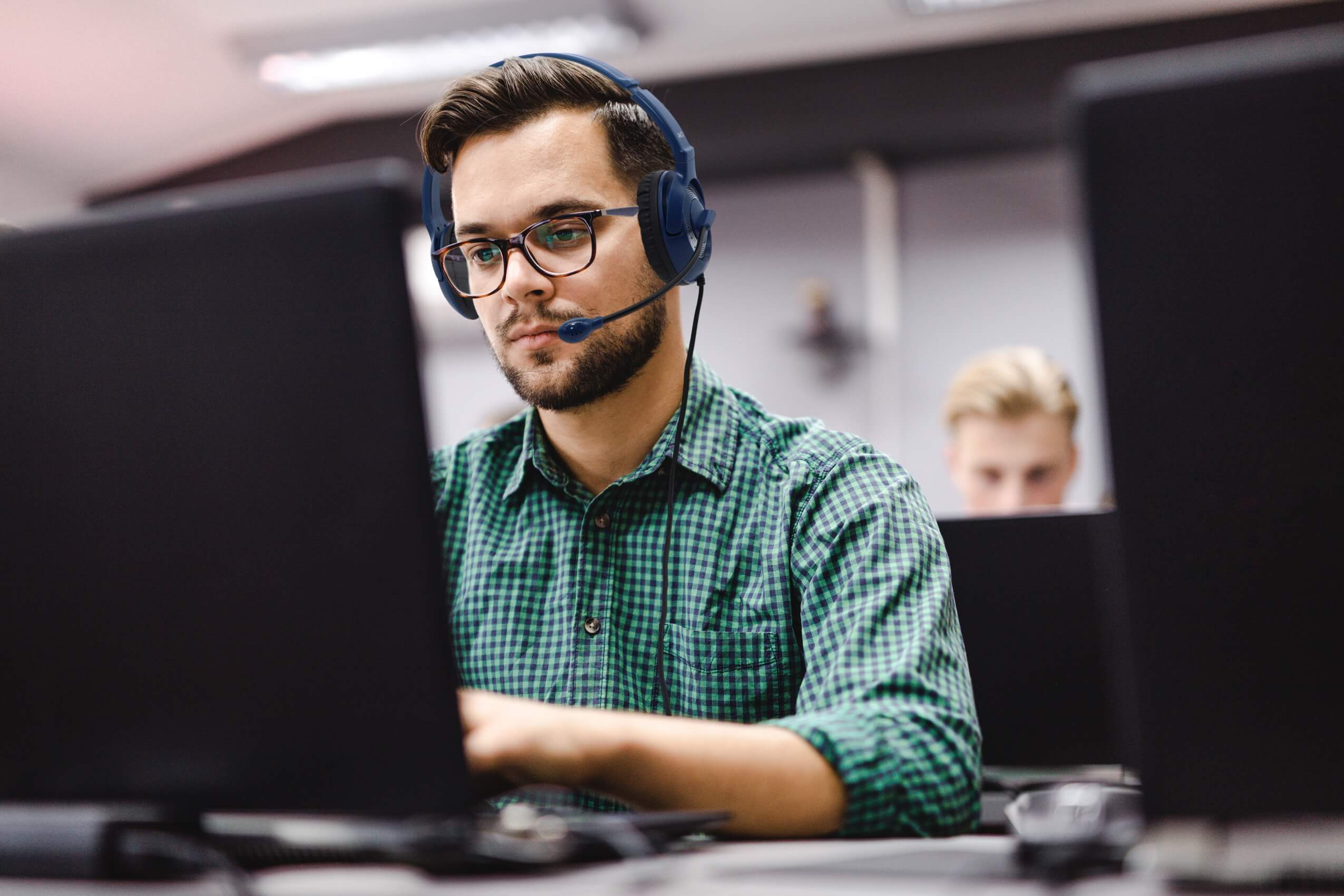 School Testing Headset with 3.5mm Plug (Blue/Black) - Learning Headphones