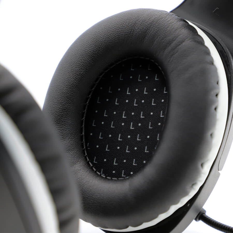 Close-up of AE-75 classroom headphones ear cushions, designed for comfort and focus in educational settings.