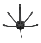 Logitech H151 Stereo Headset viewed from above, showcasing its black design and noise-canceling microphone—ideal for school headphones.