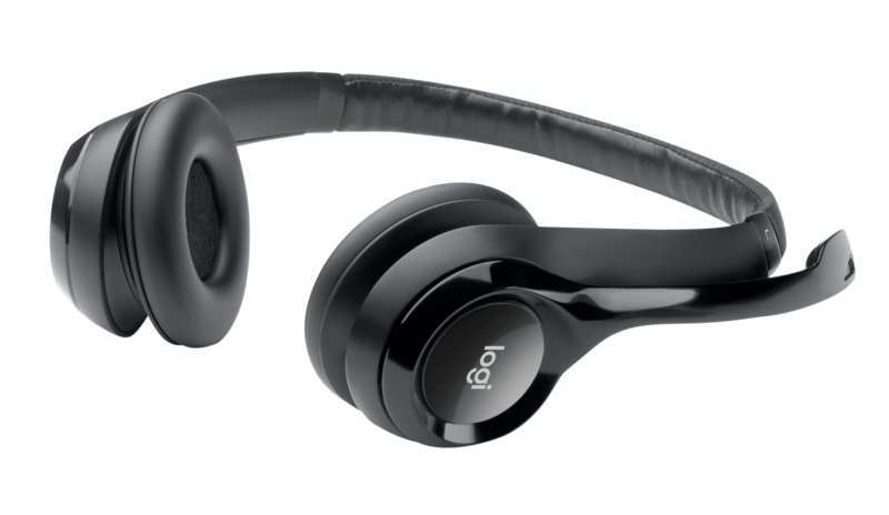 Logitech H390 USB headset with padded ear cups, ideal for bulk school headphones and education use.
