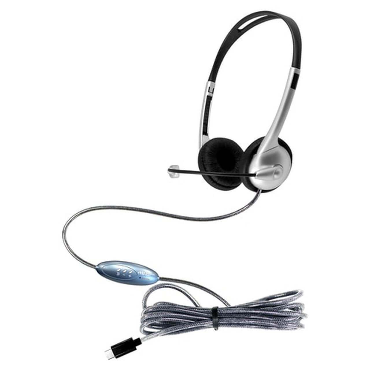MACH-1 Multimedia USB-C headset for schools, featuring a gooseneck mic and in-line volume control, perfect for education.