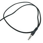 Close-up of 3.5mm audio plug and cord on ThinkWrite Ultra Durable navy headphones