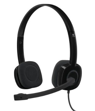 Logitech H151 Stereo Headset with noise-canceling mic, ideal school headphones for education and bulk headphone packs.