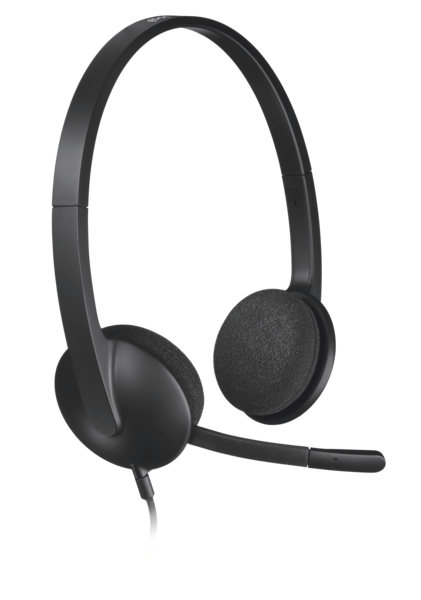Logitech H340 USB Headset With Noise-Canceling Mic - sleek black design for calls and music