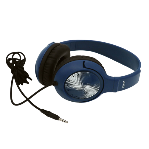 AE-54 Classroom Headphones - Blue with durable design, comfortable fit, and a 3.5mm TRS plug for school use.