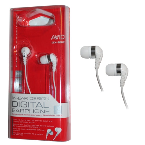 AVID Education Digital School Earbuds packaging with in-ear design digital earphones for clear audio.