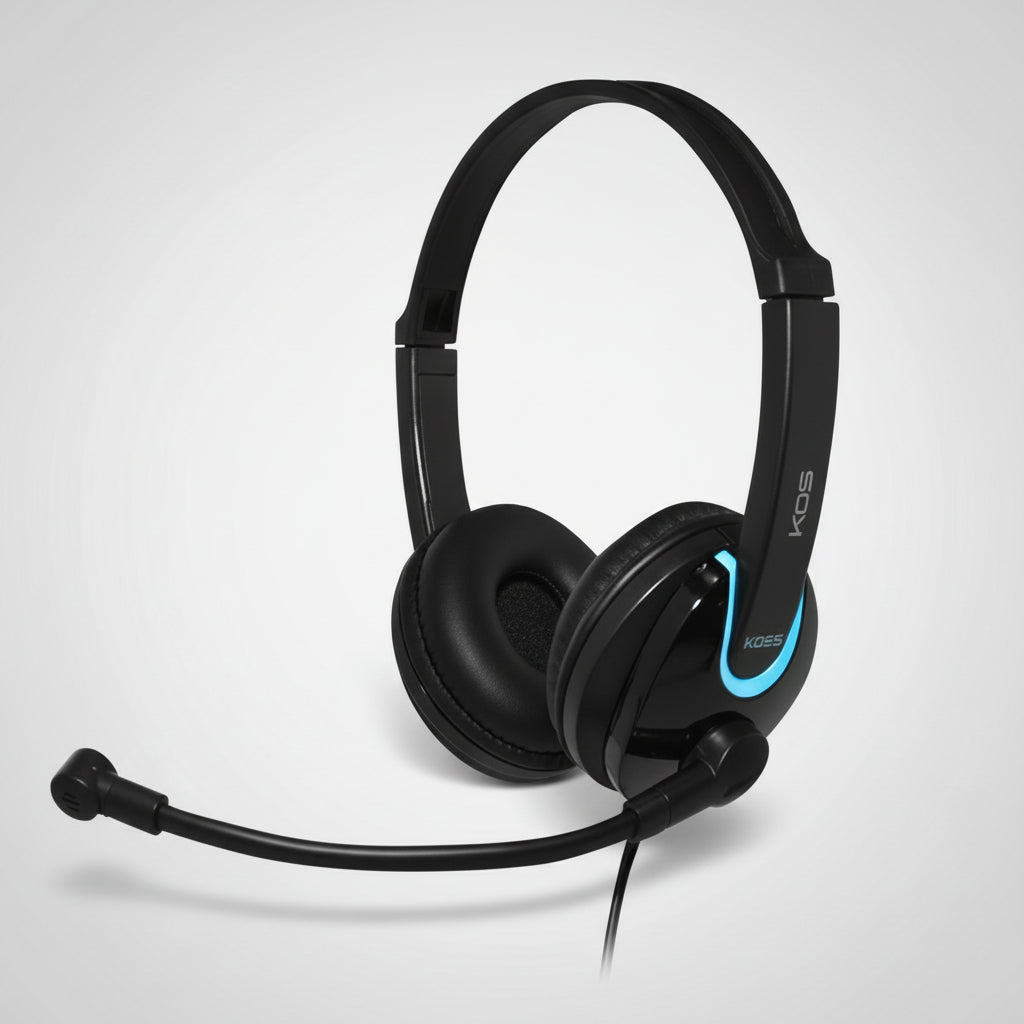 EDU-255 USB on-ear stereo headset with microphone and in-line volume control.