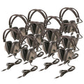 Explorer Binaural Headphone - 10 Pack displayed in a bulk arrangement with connecting cables.