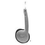 Single side view of economical on-ear headphones designed for classroom use.