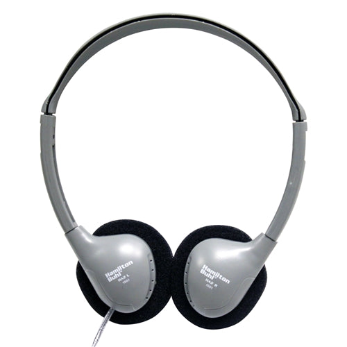 Rear angle of personal on-ear stereo headphones designed for student listening