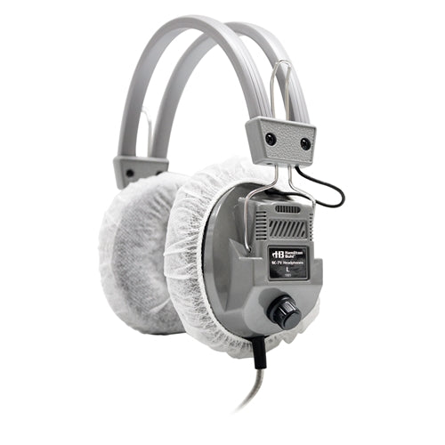HygenX sanitary ear cushion covers on bulk school headphones for hygiene in shared environments.