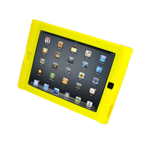 Kids Yellow iPad Protective Case for iPad 2/3 - Durable silicone design with shock absorption.