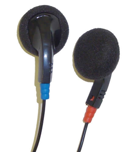 Affordable School Earbuds JS-75 with foam cushions, perfect for classroom use and student testing in bulk packs.