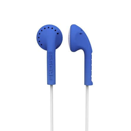 Koss KE10 lightweight earbuds in blue, perfect for school and education, stylish and high-quality sound