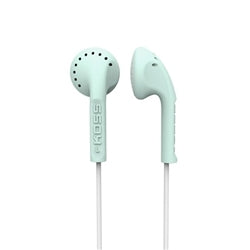 Koss KE10 lightweight earbuds in mint color, ideal for school, education, and bulk headphone packs.