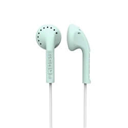 Koss KE10 lightweight earbuds in mint color, ideal for school, education, and bulk headphone packs.
