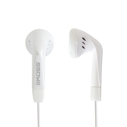 Koss KE7 lightweight earbuds, ideal for bulk school headphones and education use.