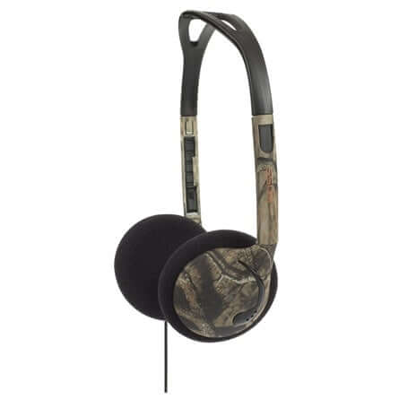 Koss KMO15g on-ear headphones in stylish camouflage design, perfect for school and outdoor use, great for educational settings.