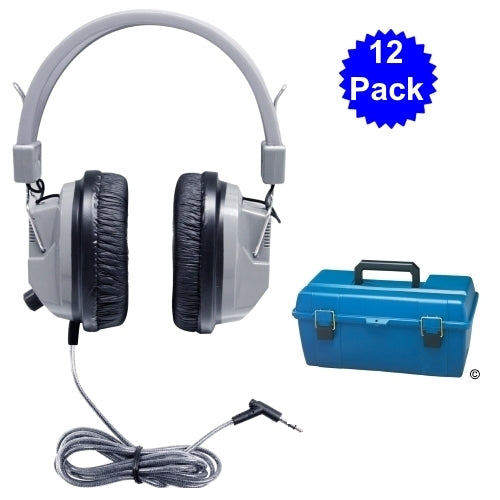 School Headphone Lab Pack (12) with Carry Case - Learning Headphones