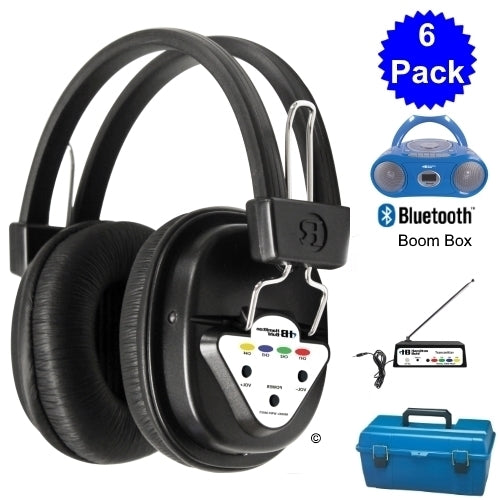 Wireless 6-Person Listening Center with Bluetooth Boombox