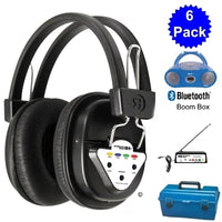 Thumbnail for Wireless 6 Person Listening Center with Bluetooth Boombox - Learning Headphones