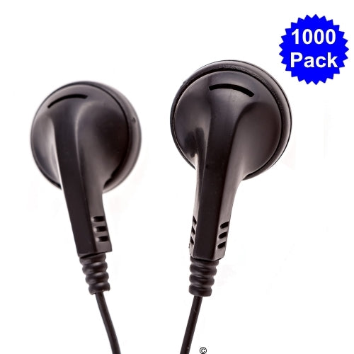 Bulk pack of LH School Earbuds, 1000 pack, ideal headphones for education and classroom use.