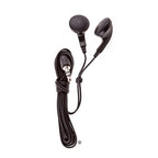 LH School Earbuds in black, designed for classrooms, offering clear audio and a standard 3.5mm plug for compatibility.