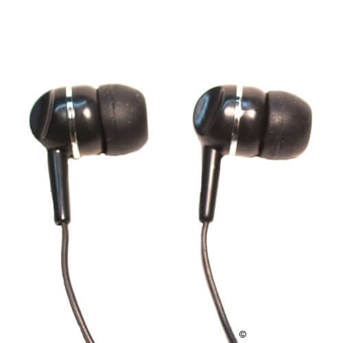 School Earbuds LH-3 - Black premium stereo headphones for education and classroom use, ideal for bulk school headphone packs.